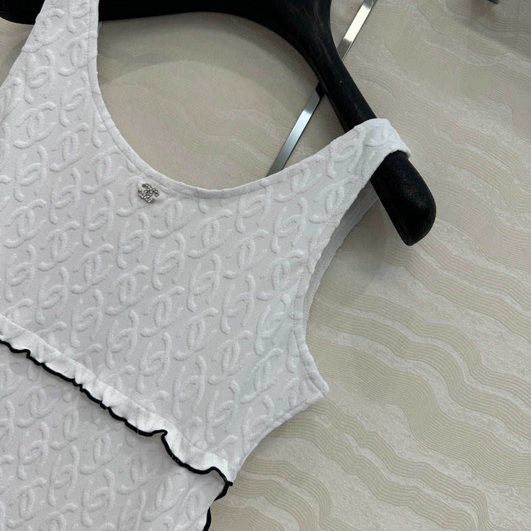 CC One-piece Swimsuit White Polyamide