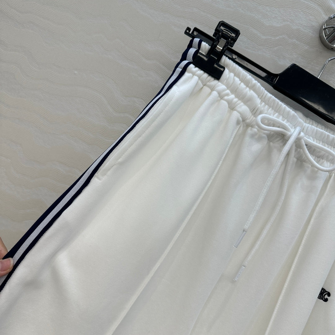 Celine Sports Straight Pants White Cotton