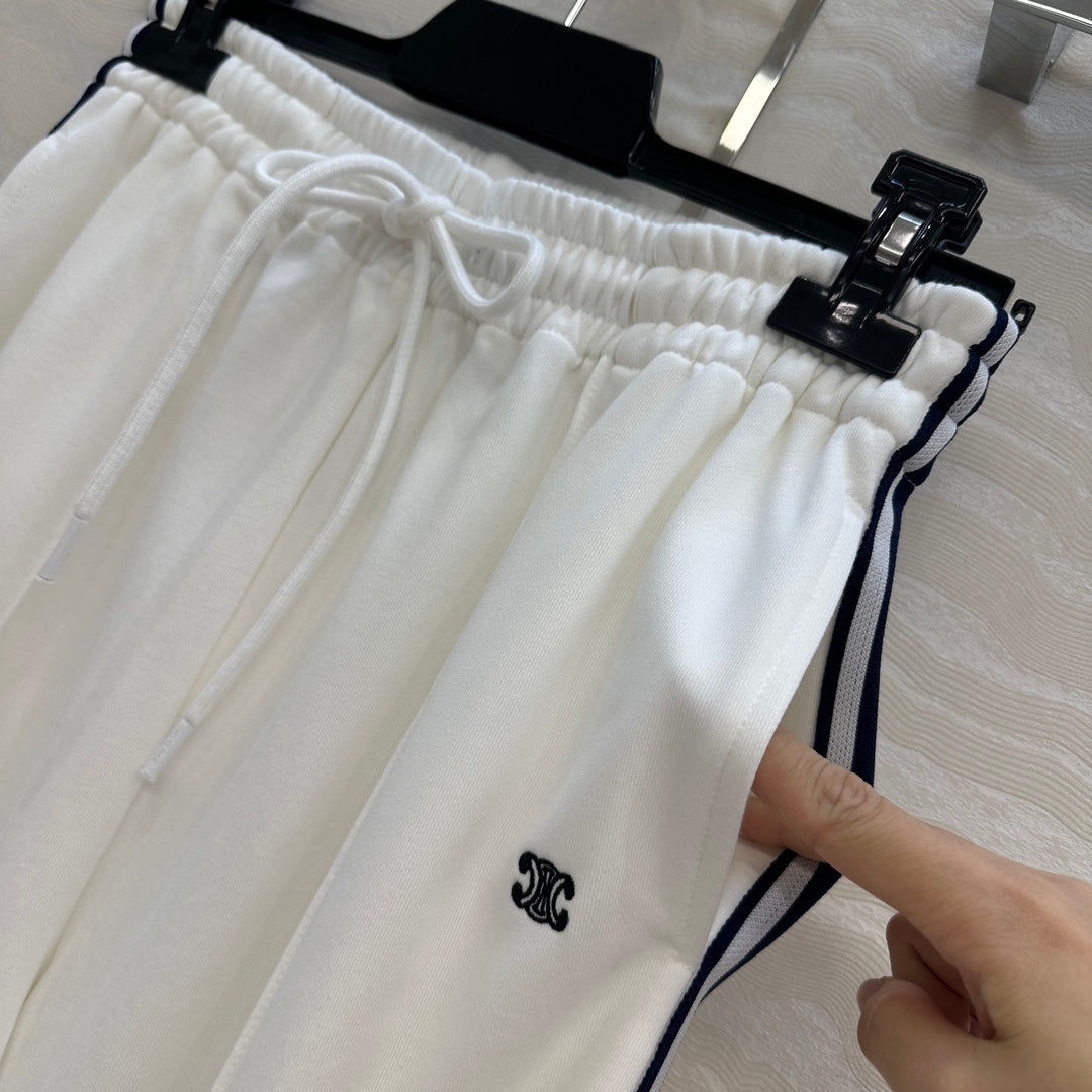 Celine Sports Straight Pants White Cotton