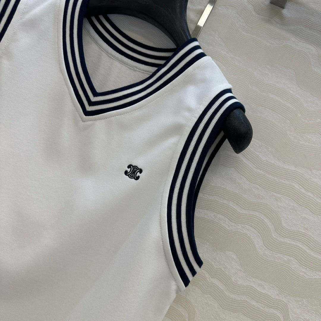Celine Sports Vest Top White Cotton