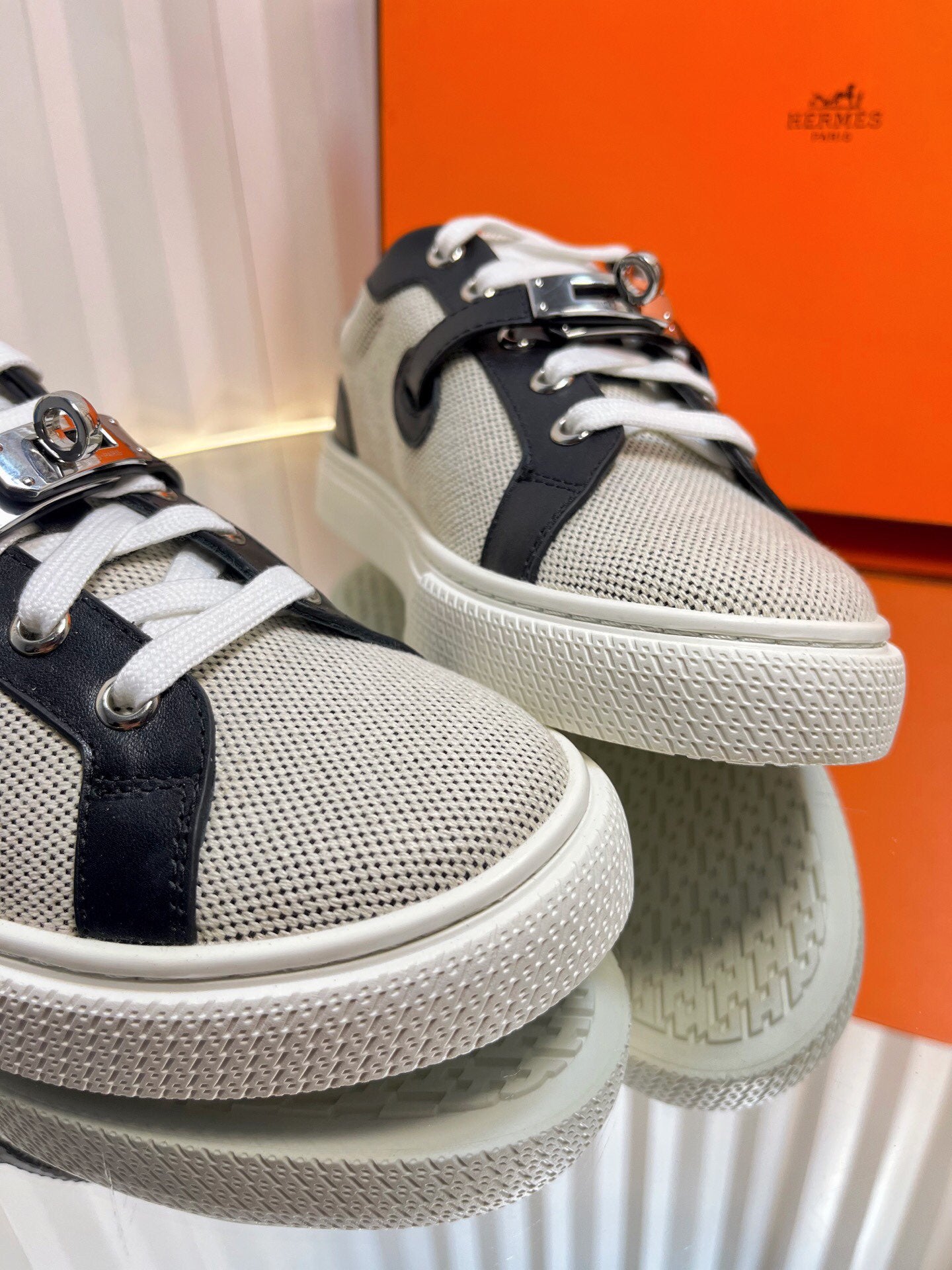 HM Kelly Sneaker Black Cowhide Fabric 317056