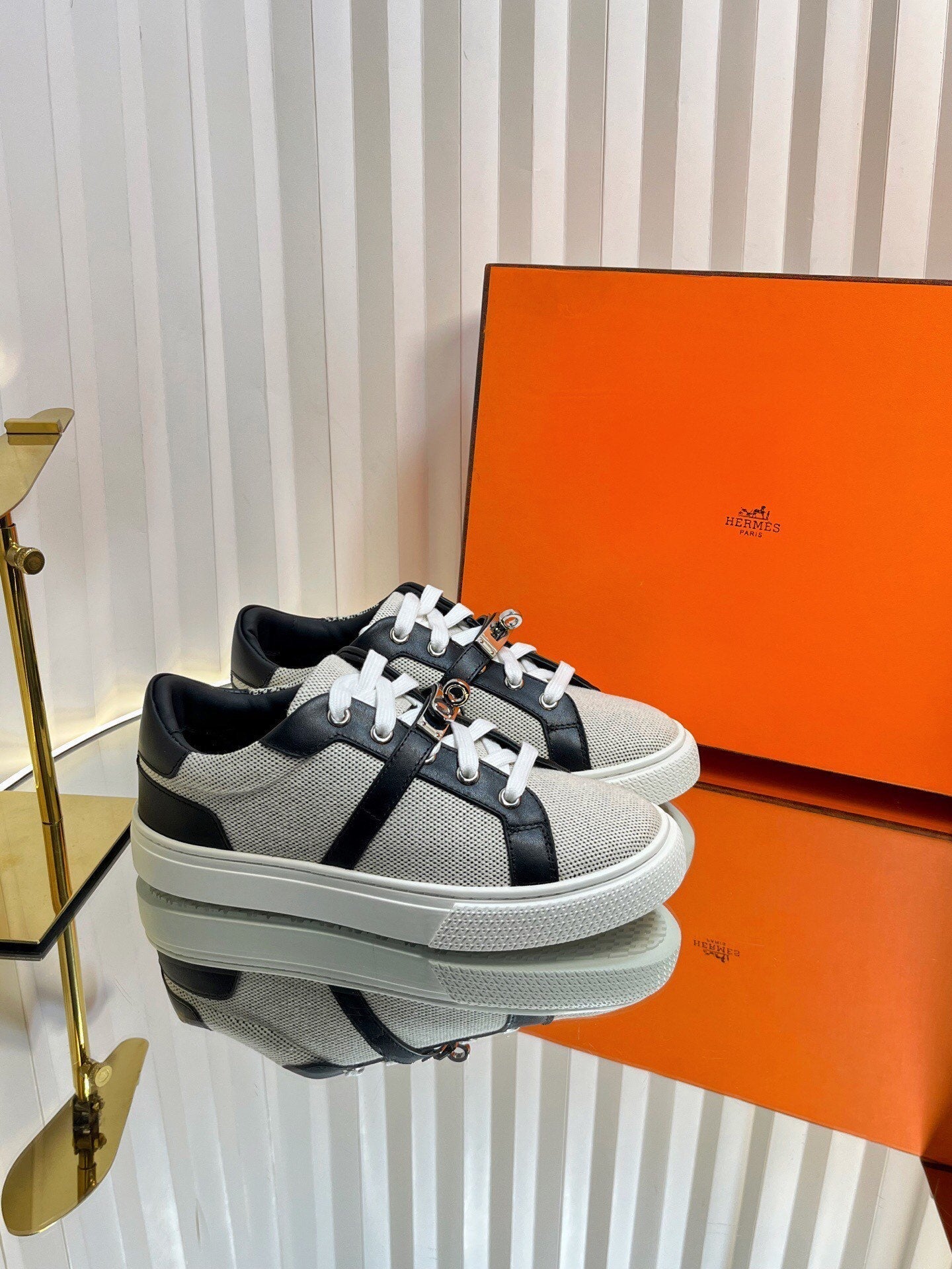 HM Kelly Sneaker Black Cowhide Fabric 317056