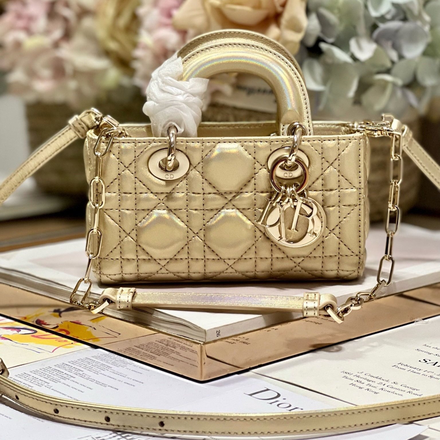 CD Lady D-Joy 16 Gold Lambskin 336621