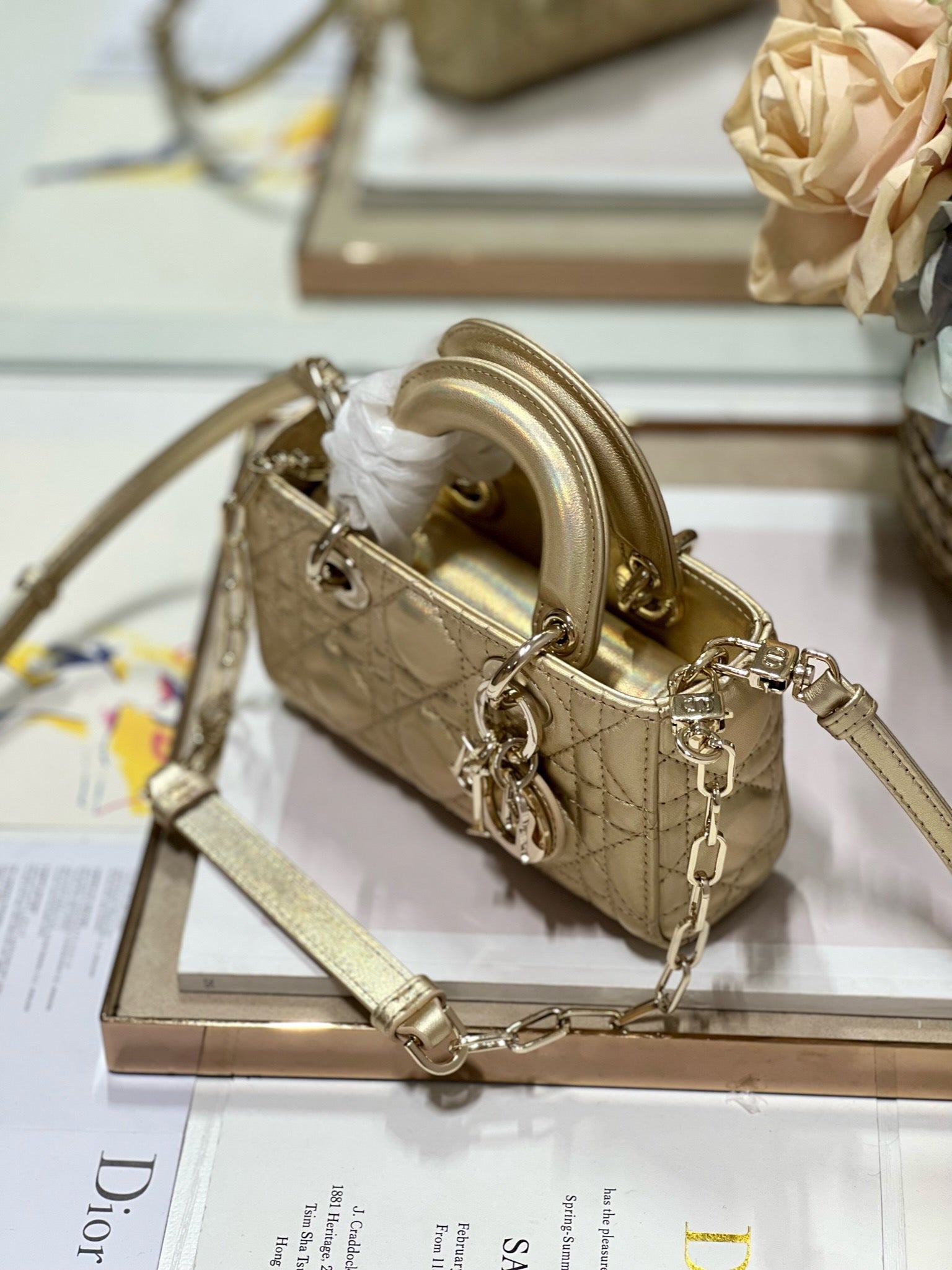 CD Lady D-Joy 16 Gold Lambskin 336621