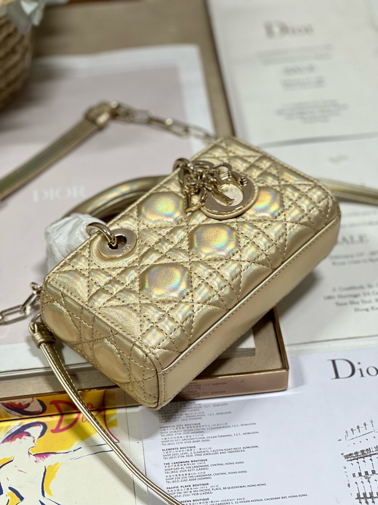 CD Lady D-Joy 16 Gold Lambskin 336621