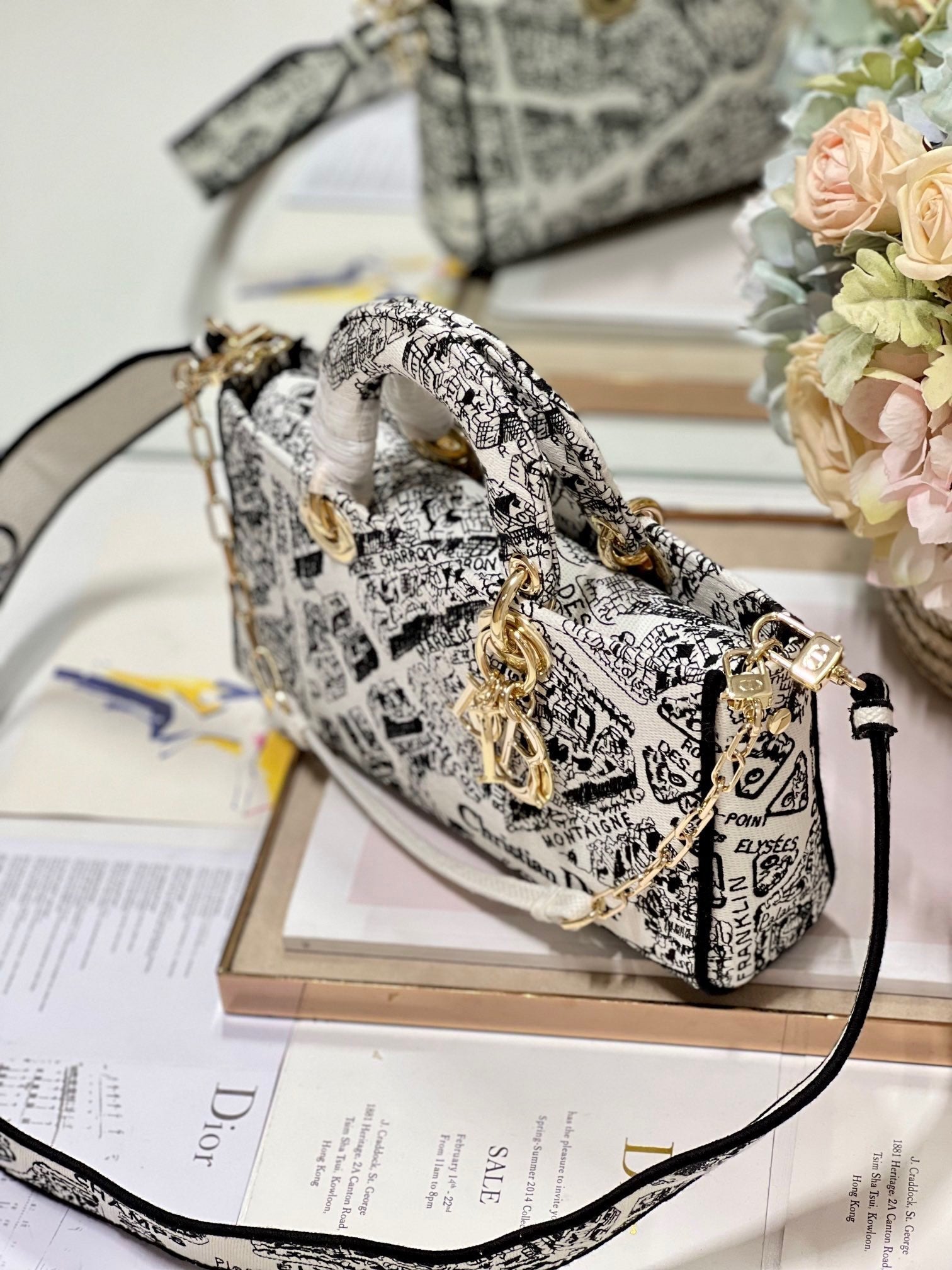 CD Paris White 26 Lady D-Joy Bag Canvas 336639