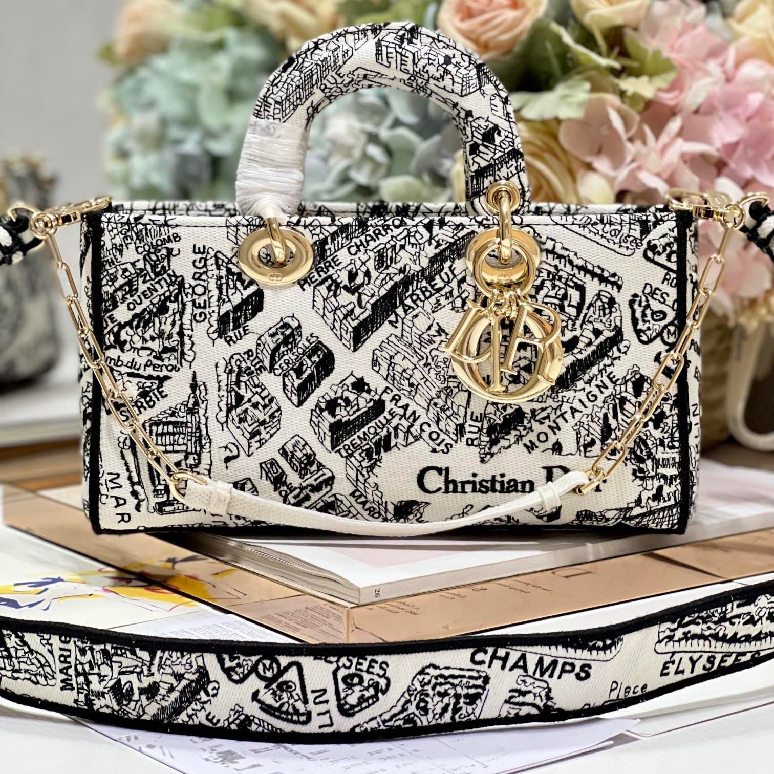 CD Paris White 26 Lady D-Joy Bag Canvas 336639