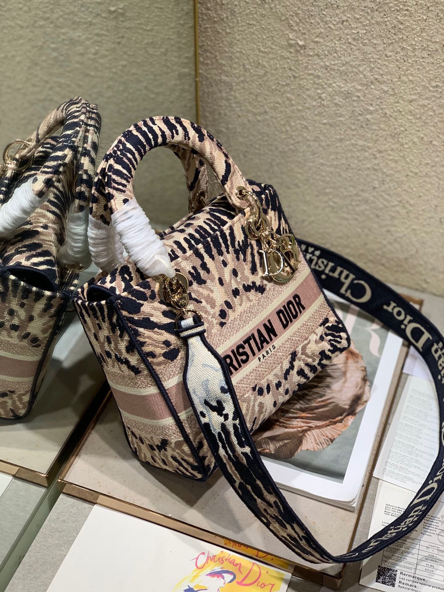 CD Fireworks Pink 24 Lady Dior Bag Canvas 336730