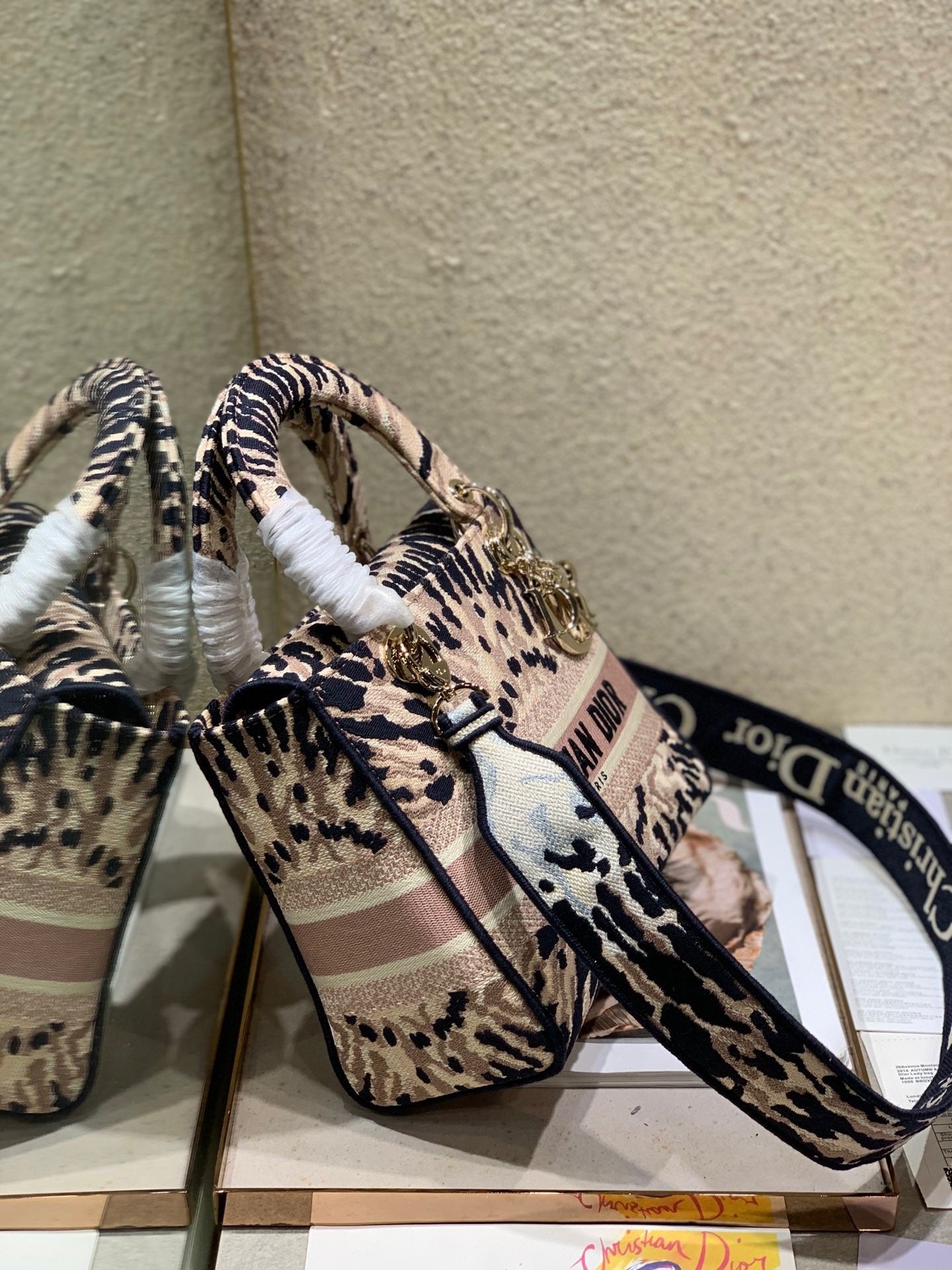 CD Fireworks Pink 24 Lady Dior Bag Canvas 336730