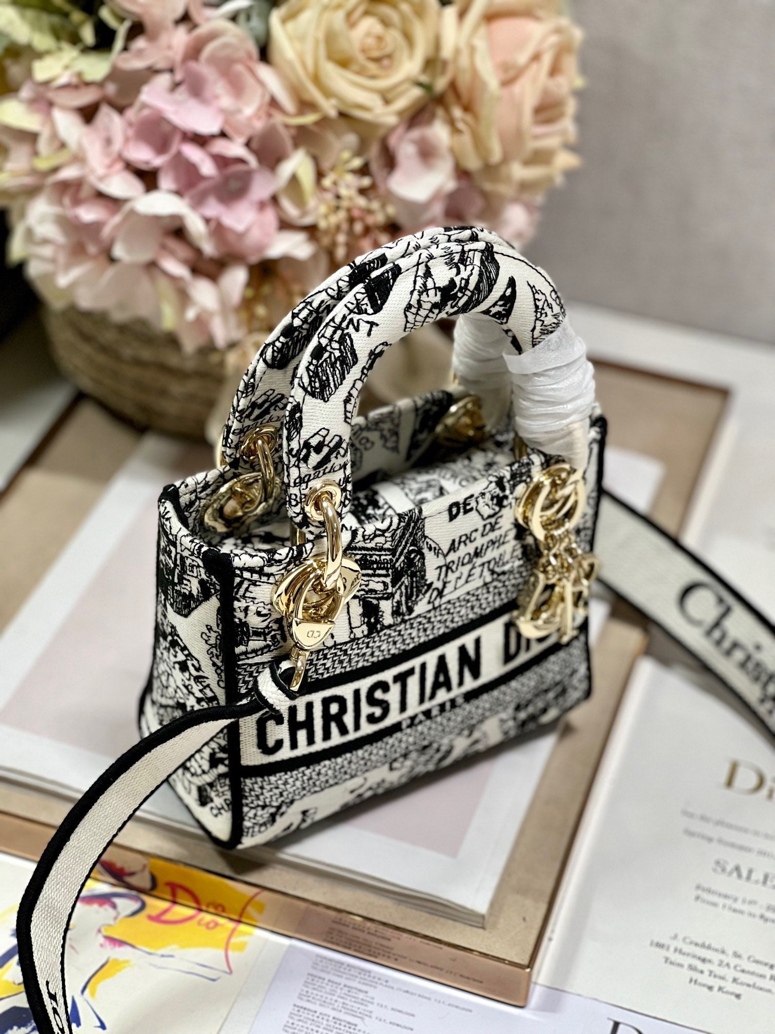 CD Paris White 17 Lady Dior Bag Canvas 336756