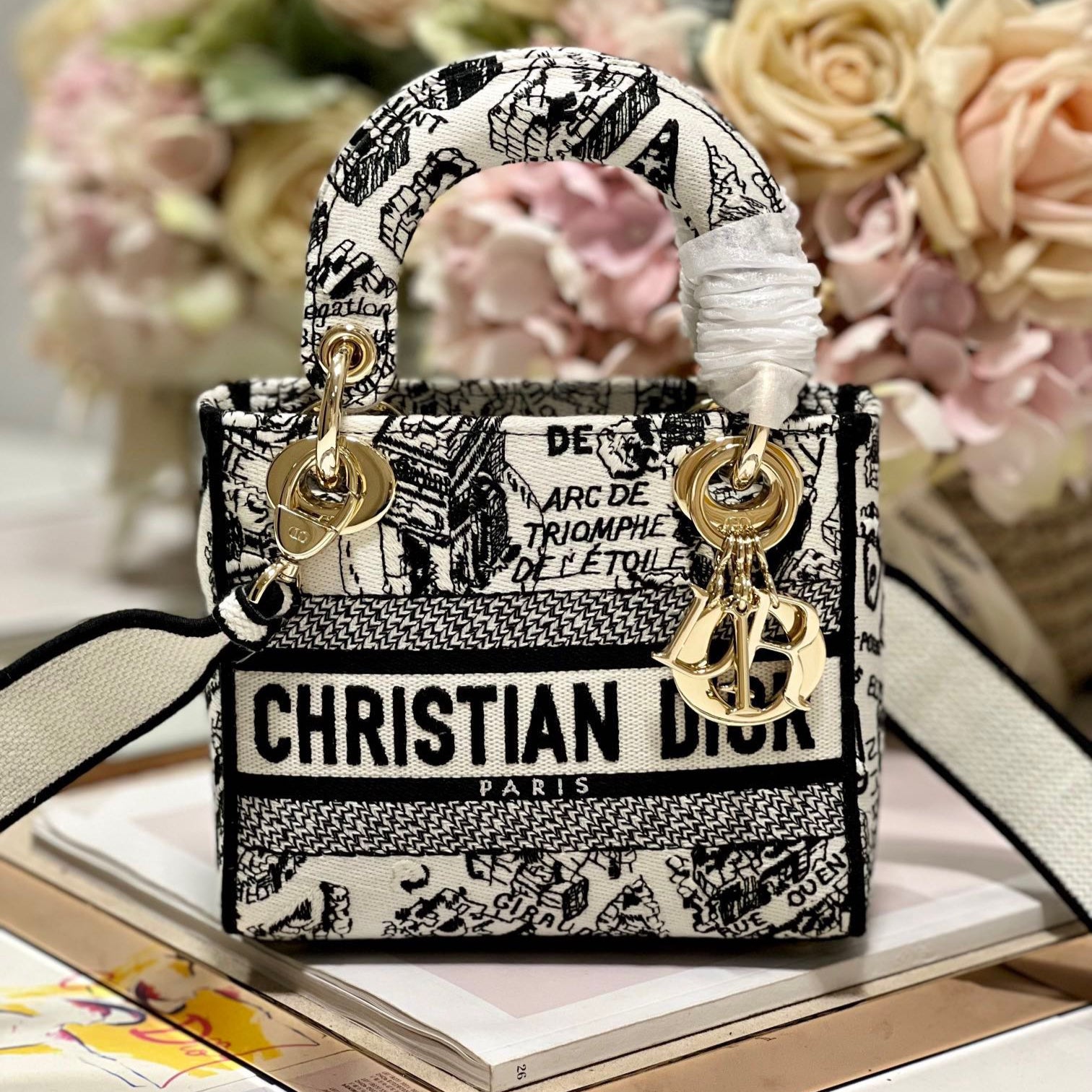 CD Paris White 17 Lady Dior Bag Canvas 336756