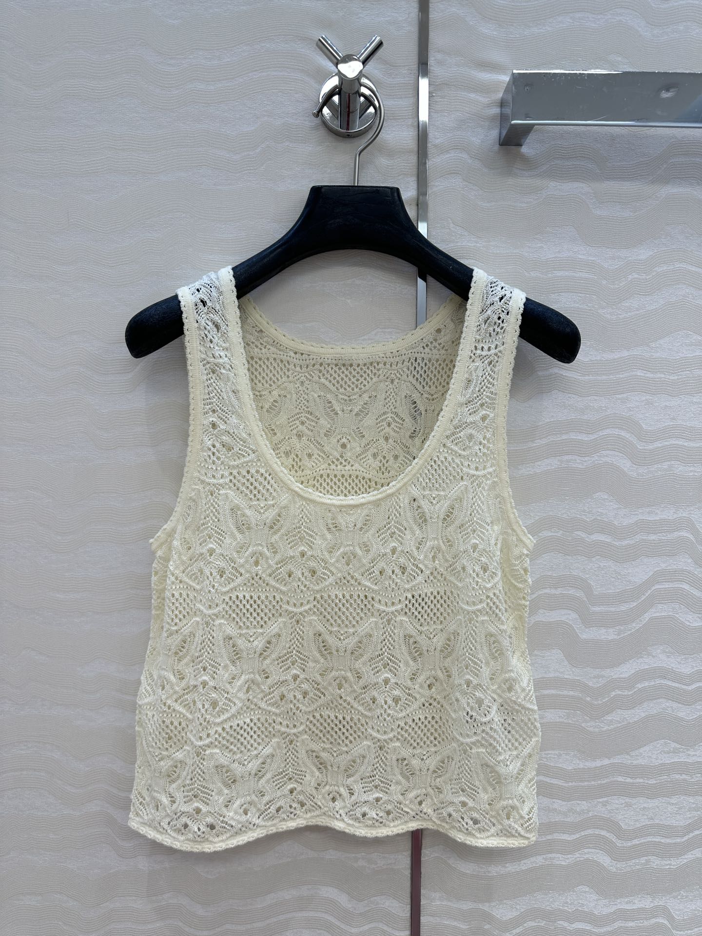 CD Hollow Vest Light Cream Cotton