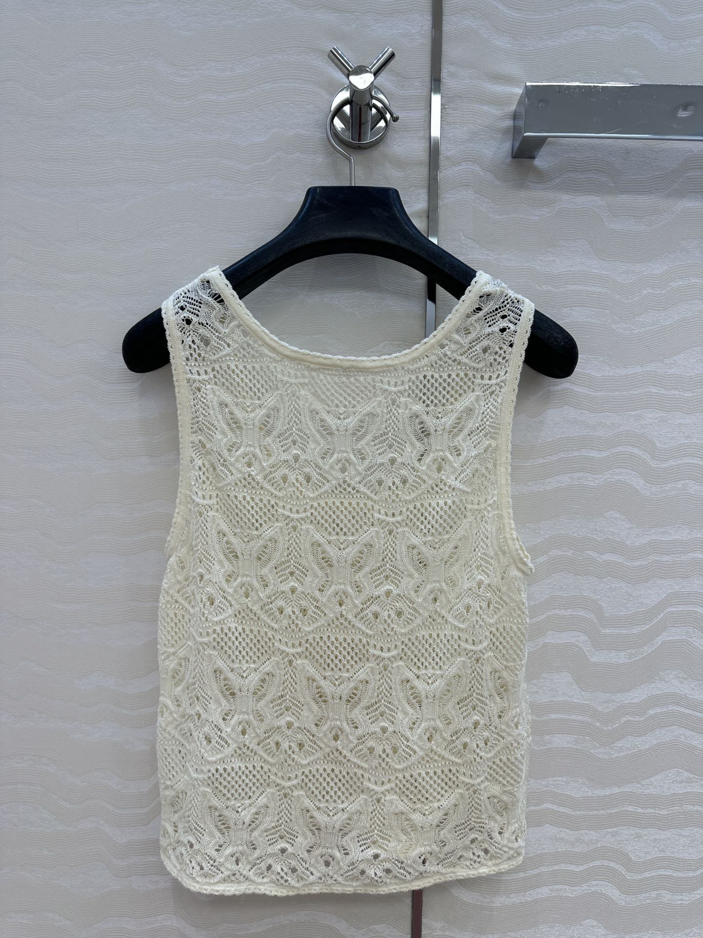 CD Hollow Vest Light Cream Cotton