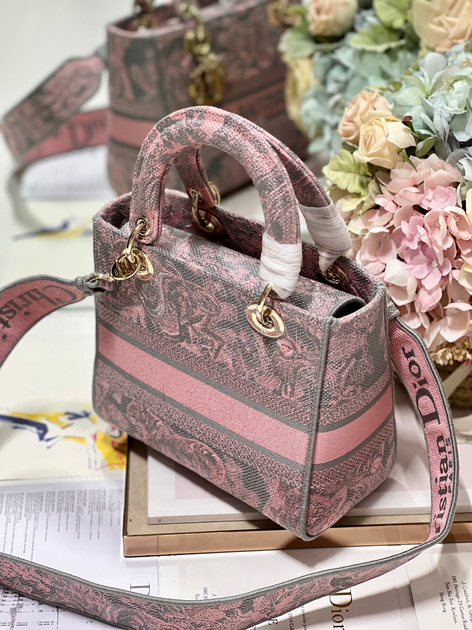 CD New Foundation Tiger 24 Lady Dior Bag Canvas 336733