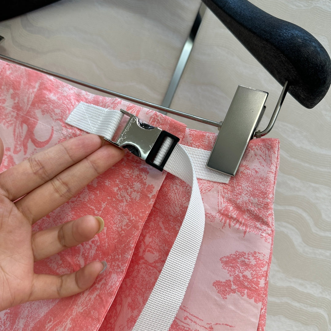 CD 25 Forest Floral Print Skirt Pants Pink Polyester