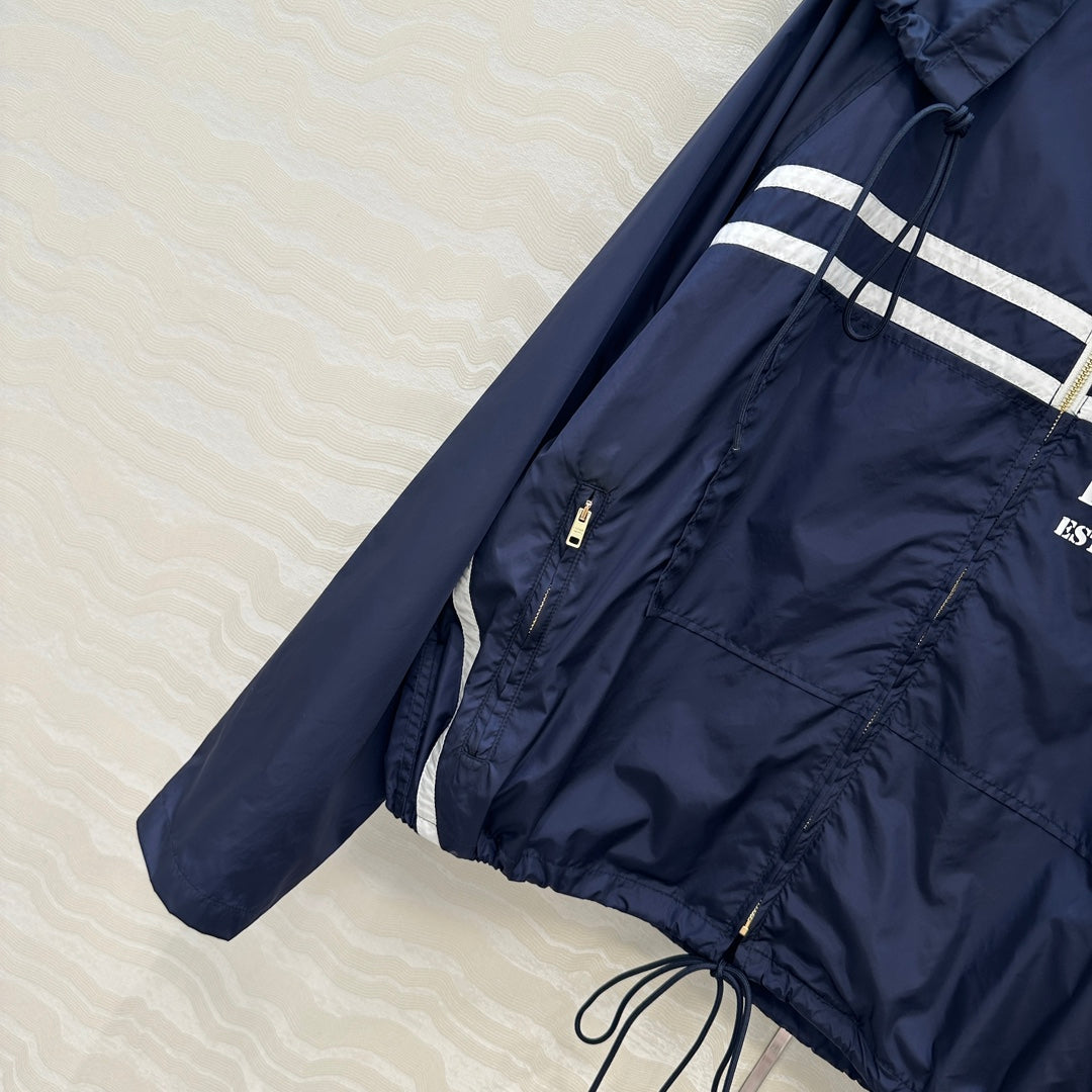 Prada Zipper Jacket Navy Blue Poliamida