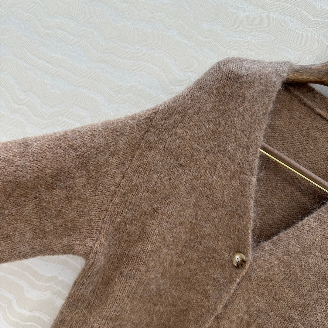 LP 25 V-neck Cardigan Brown Alpaca Wool 291829