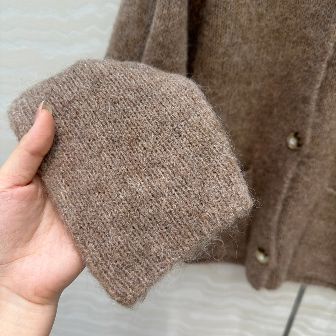 LP 25 V-neck Cardigan Brown Alpaca Wool 291829