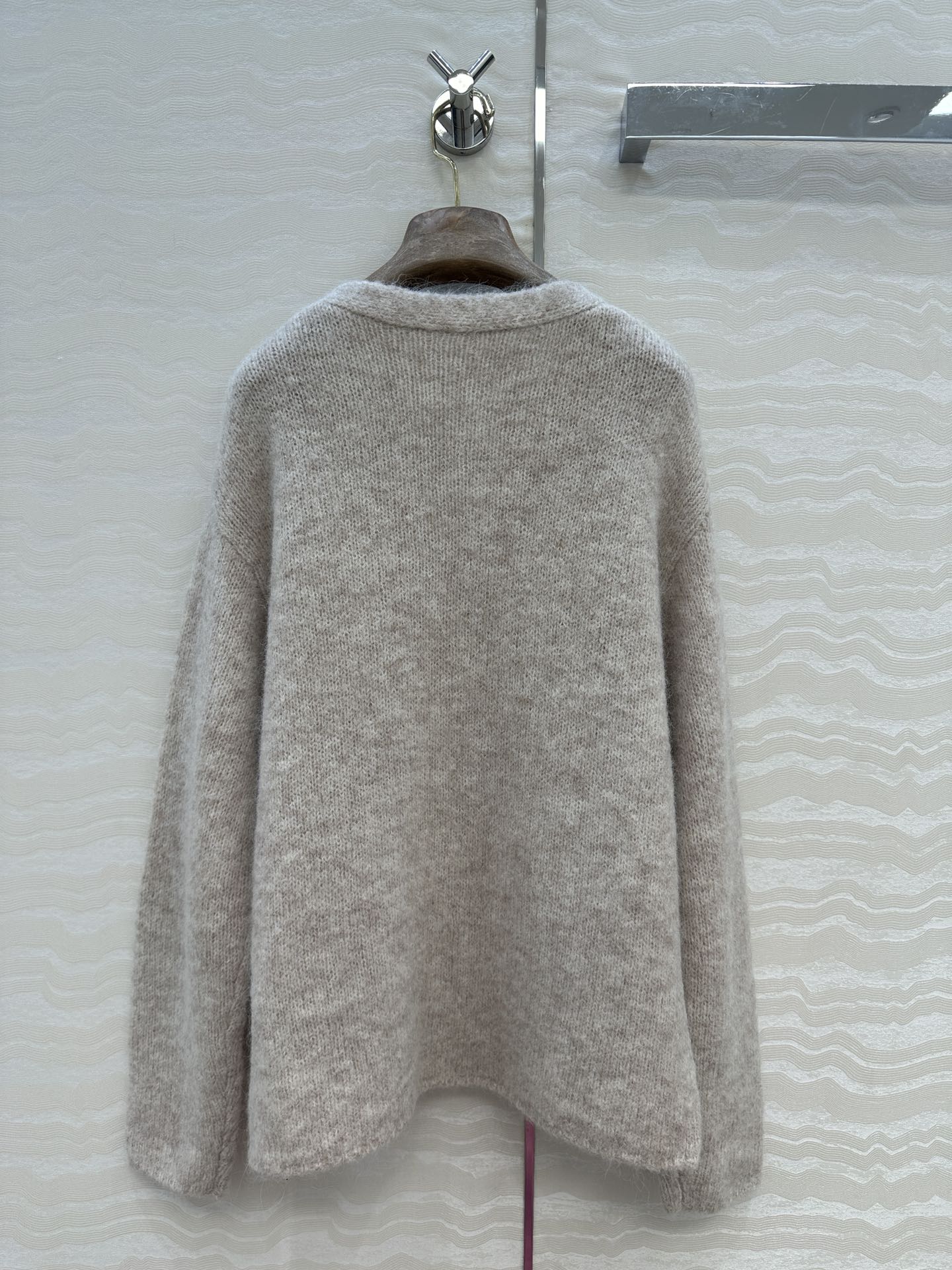 LP 25 V-neck Cardigan Light Beige Grey Alpaca Wool 291827