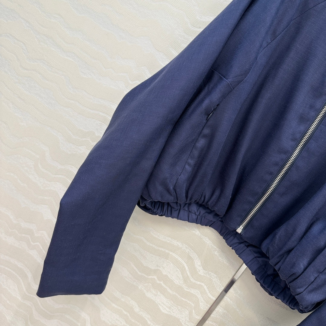 LP 25 V-neck Jacket Blue Tencel Linen 295398