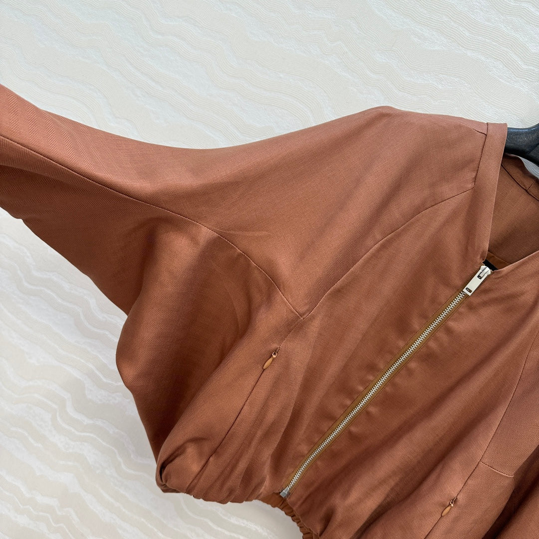 LP 25 V-neck Jacket Brown Tencel Linen 295400