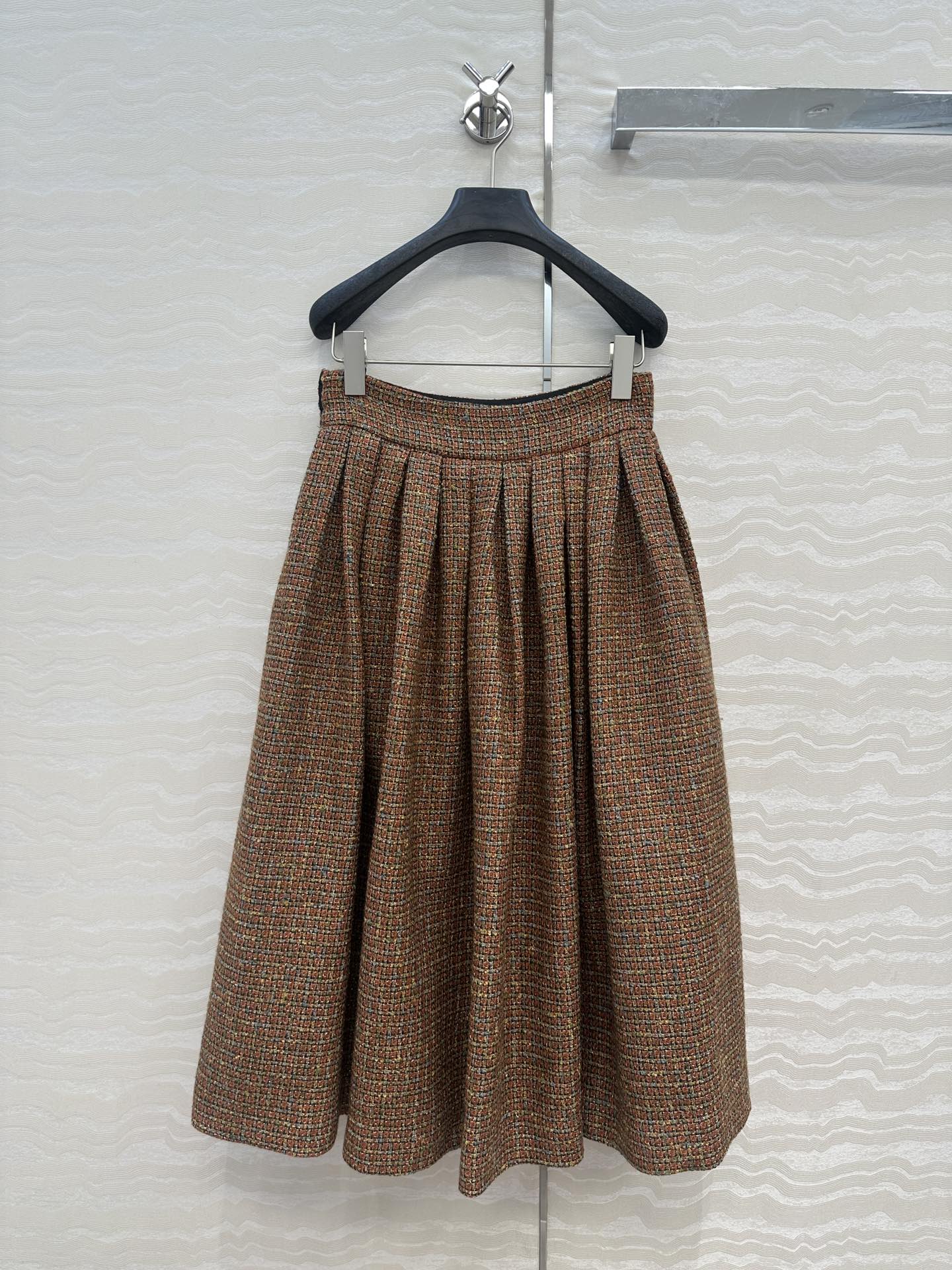 CC 25 Tweed Skirt Brown Wool Cotton Viscose