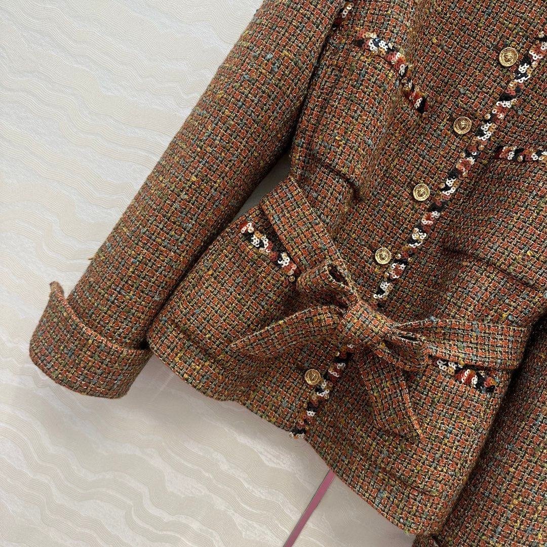 CC 25 Tweed Jacket Brown Wool Cotton Viscose