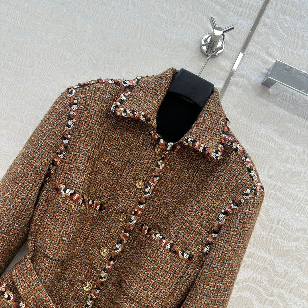 CC 25 Tweed Jacket Brown Wool Cotton Viscose