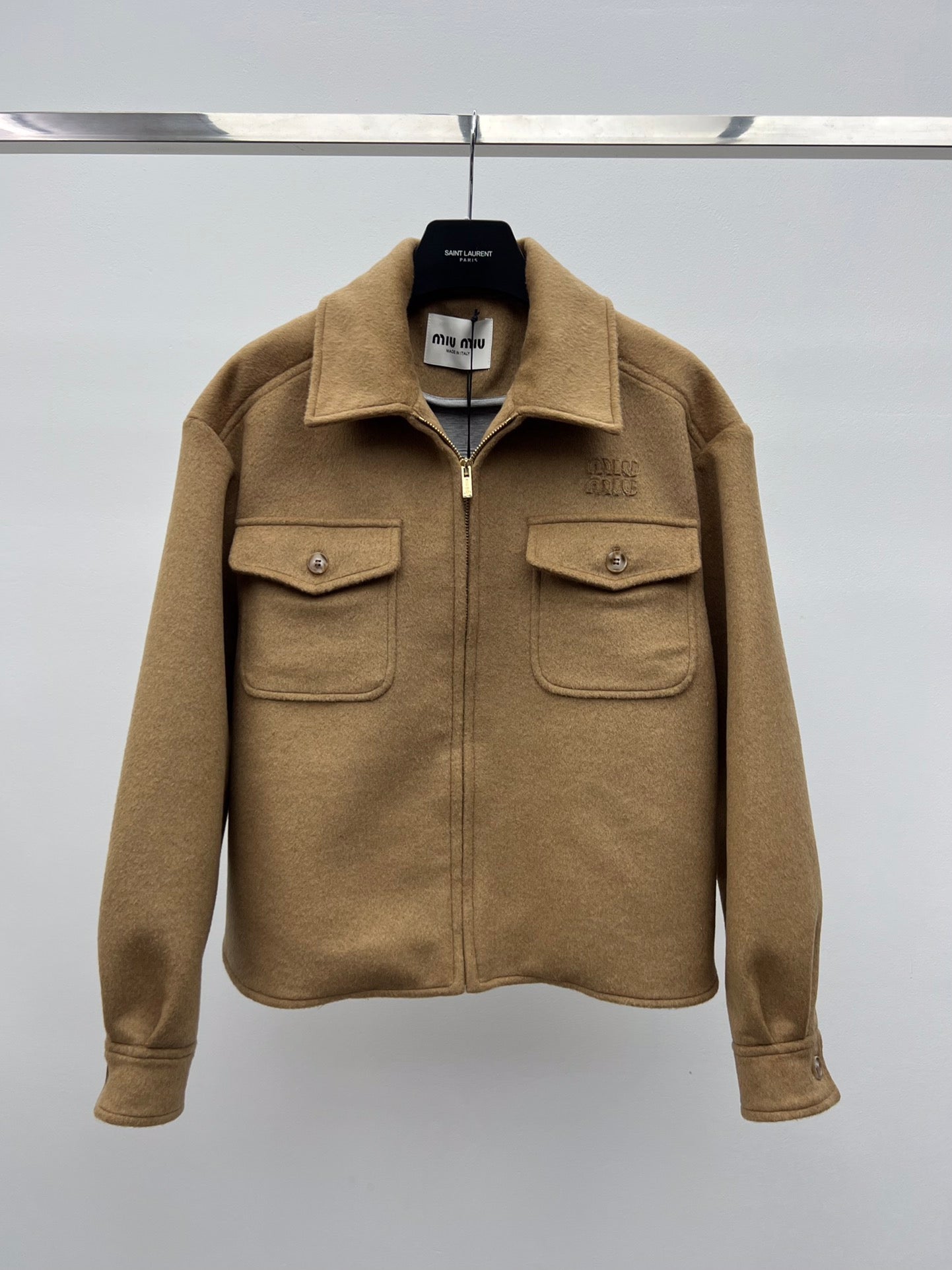 Miu Miu 25 Jacket Camel Wool Cotton