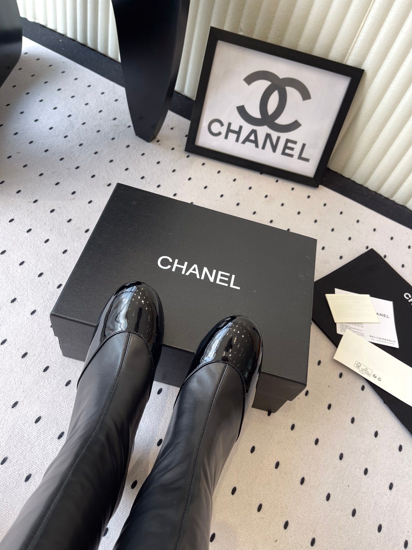 CC 25 Bow Elastic Boot Black Lambskin 514029