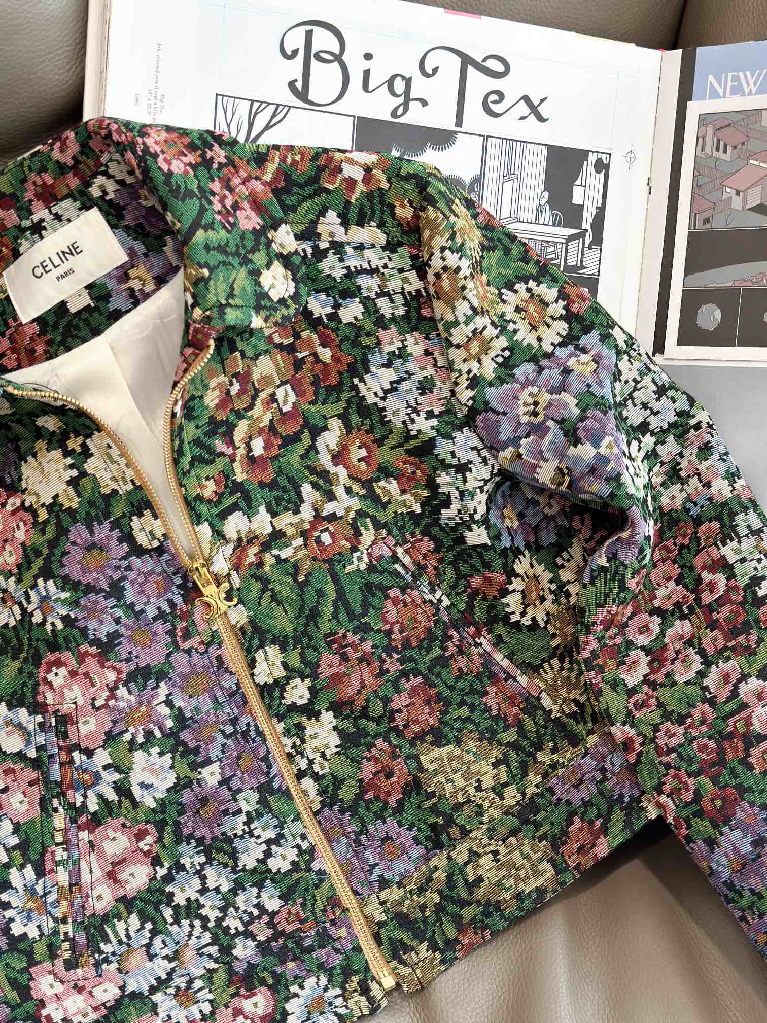 Celine 25 Flower Jacket Green mix colors Cotton