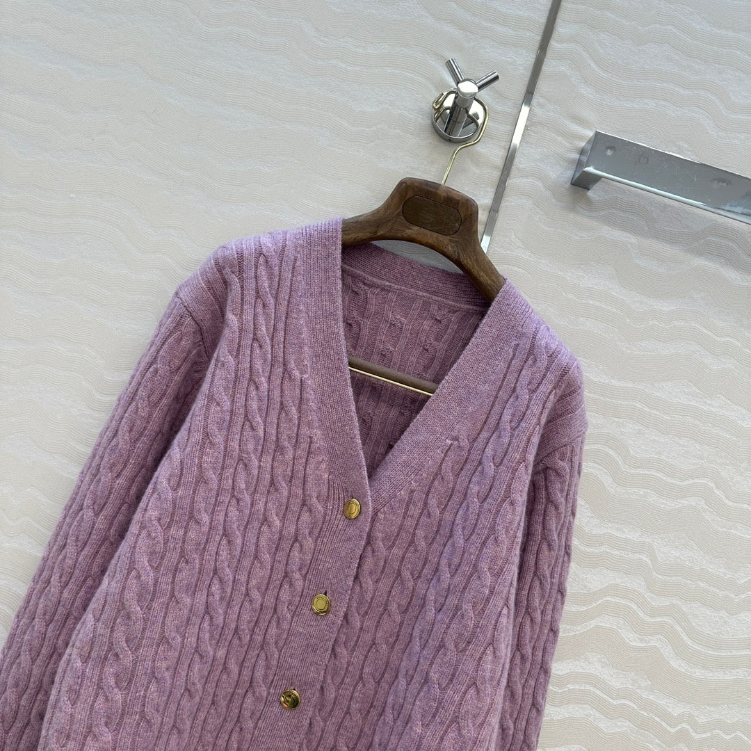 LP 25 V-neck Purple Wool 305054