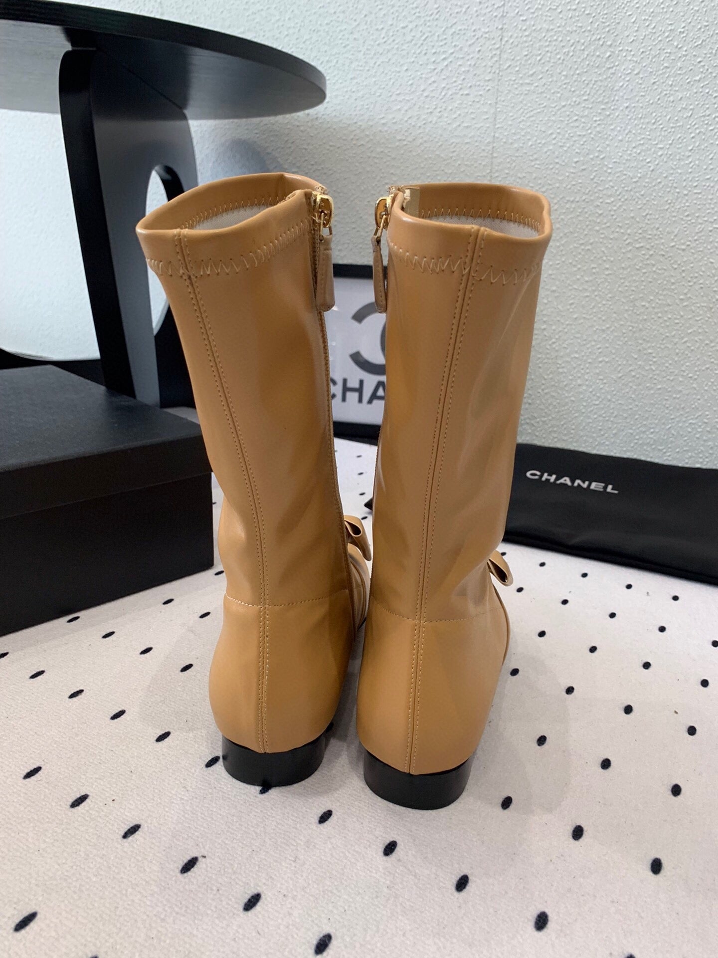 CC 25 Bow-knot Short Boot Camel Sheepskin 514065