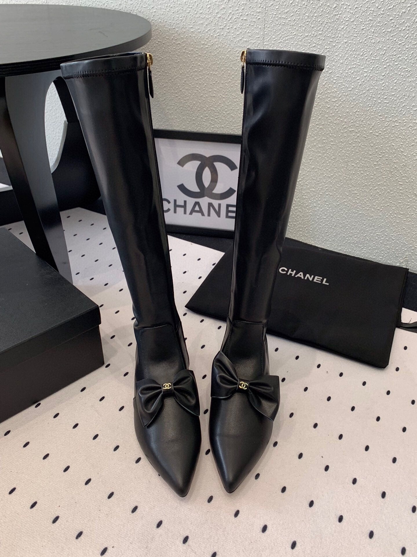 CC 25 Bow-knot Boot Black Sheepskin 514066