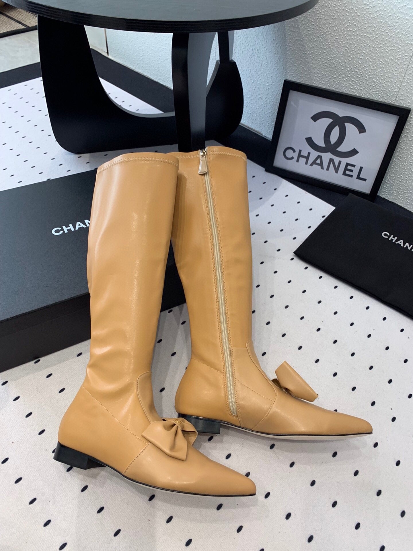 CC 25 Bow-knot Boot Camel Sheepskin 514067