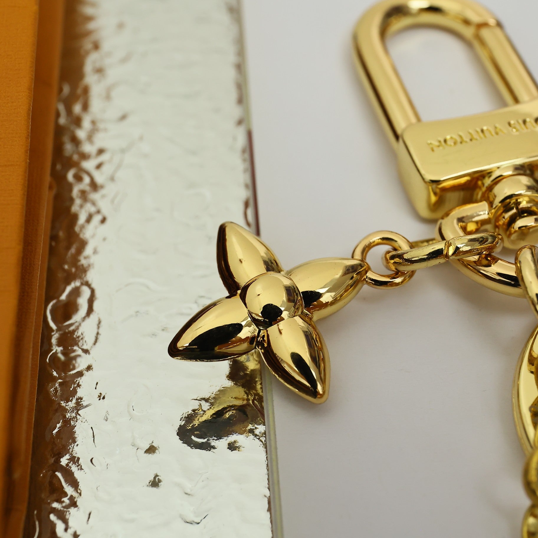 LV Gold Heart-shaped Keychain Bag Charm