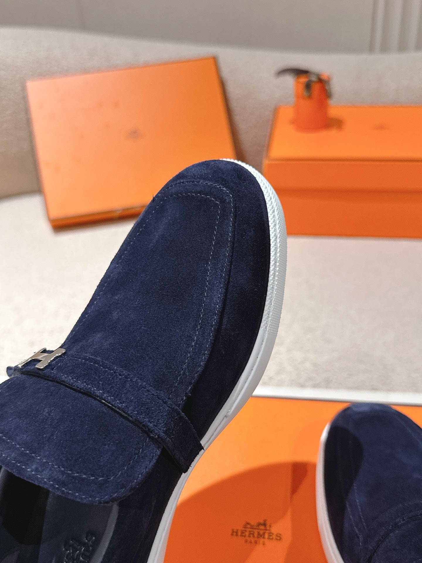 HM 25ss Loafers Navy Blue Suede 577162