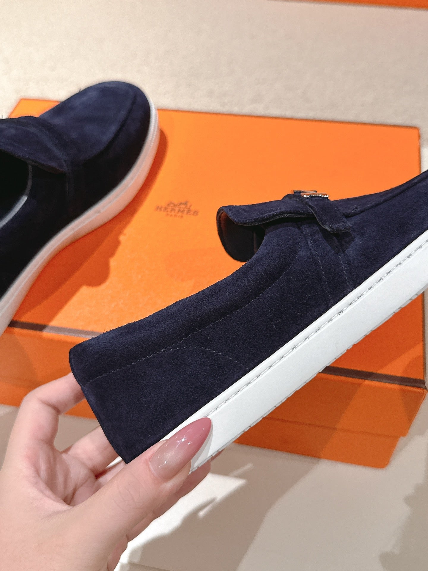 HM 25ss Loafers Navy Blue Suede 577162