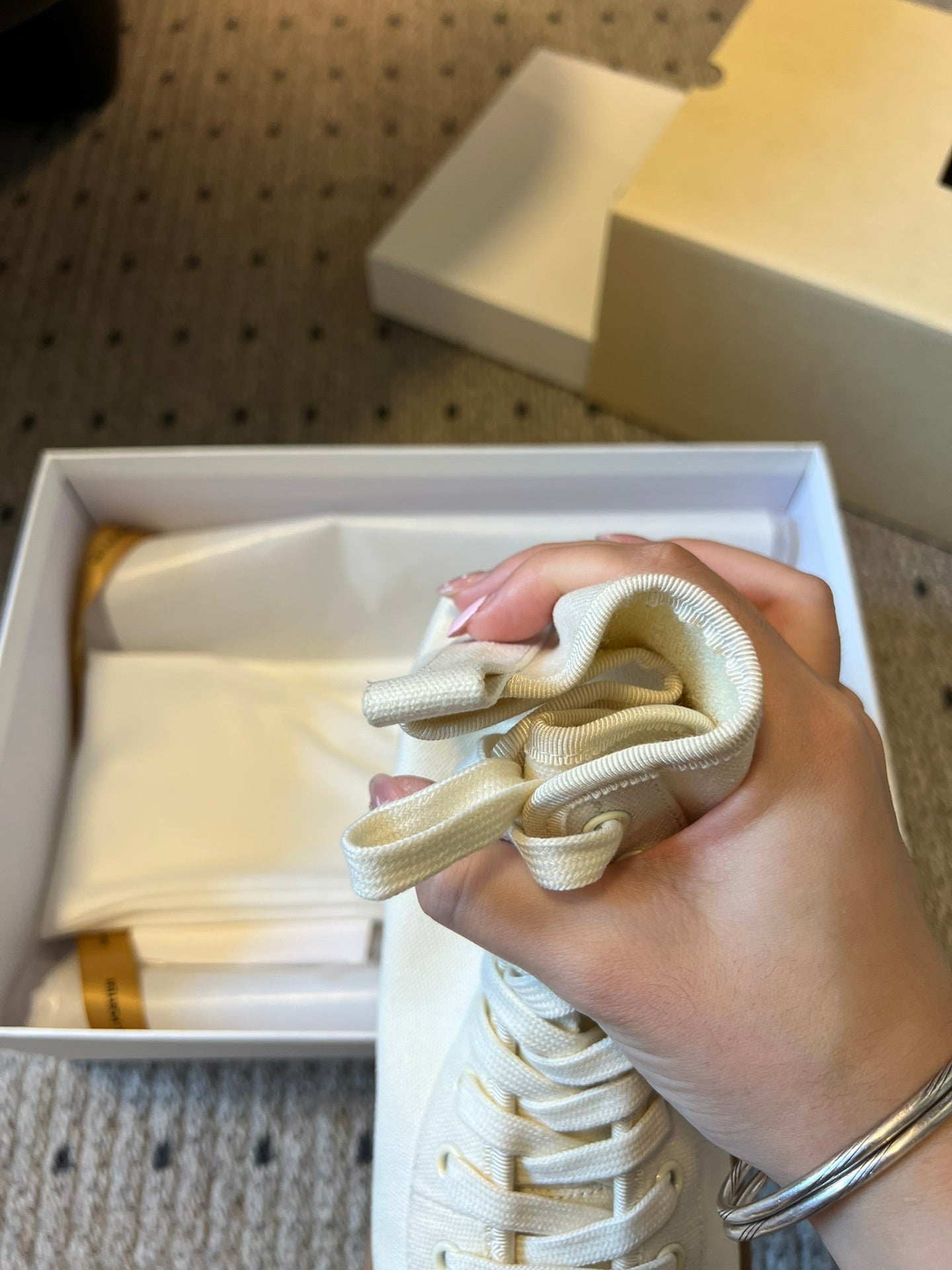 The Row 2025 High Sneaker White Canvas 561616