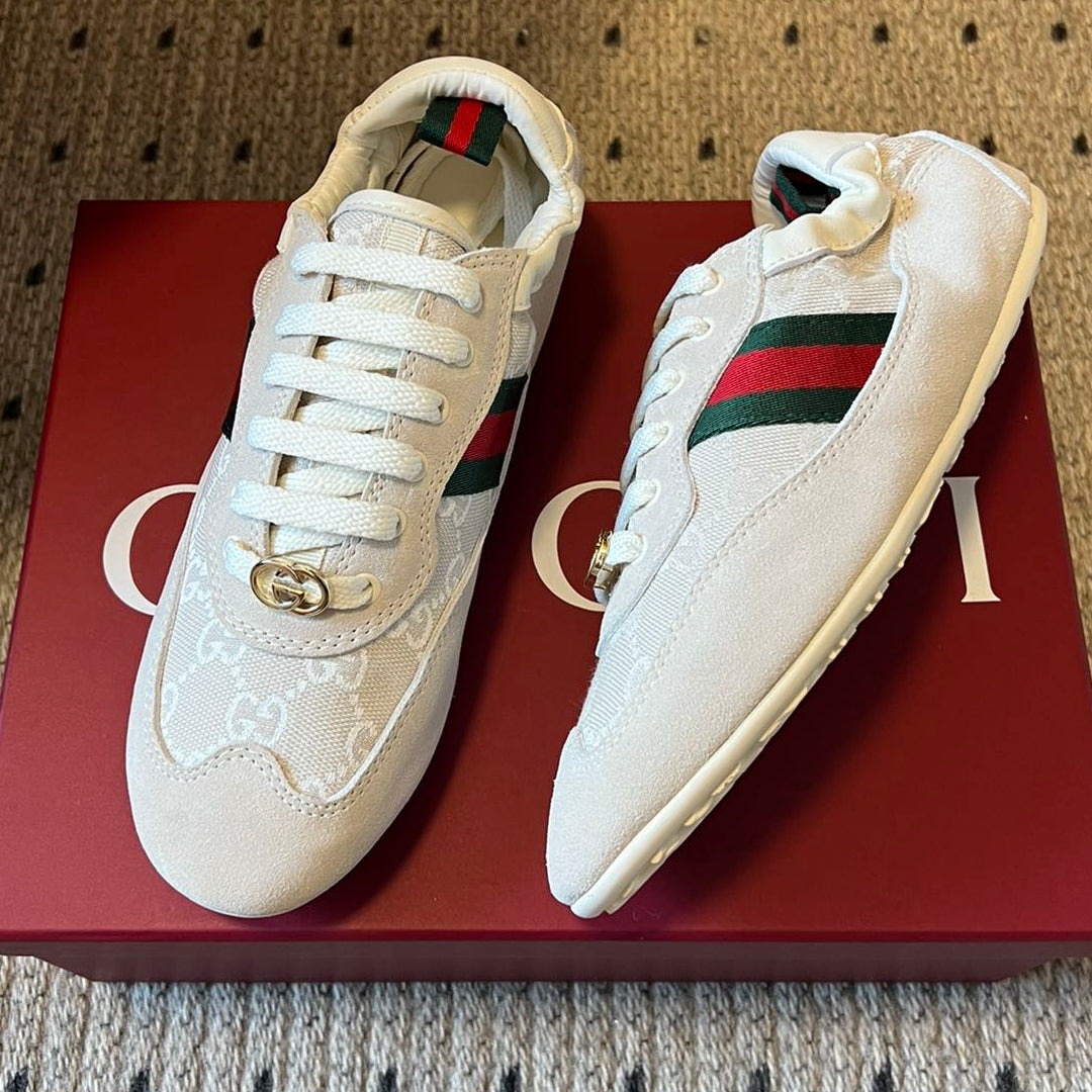Gucci 25 Sneaker Ivory Suede Fabric 530680