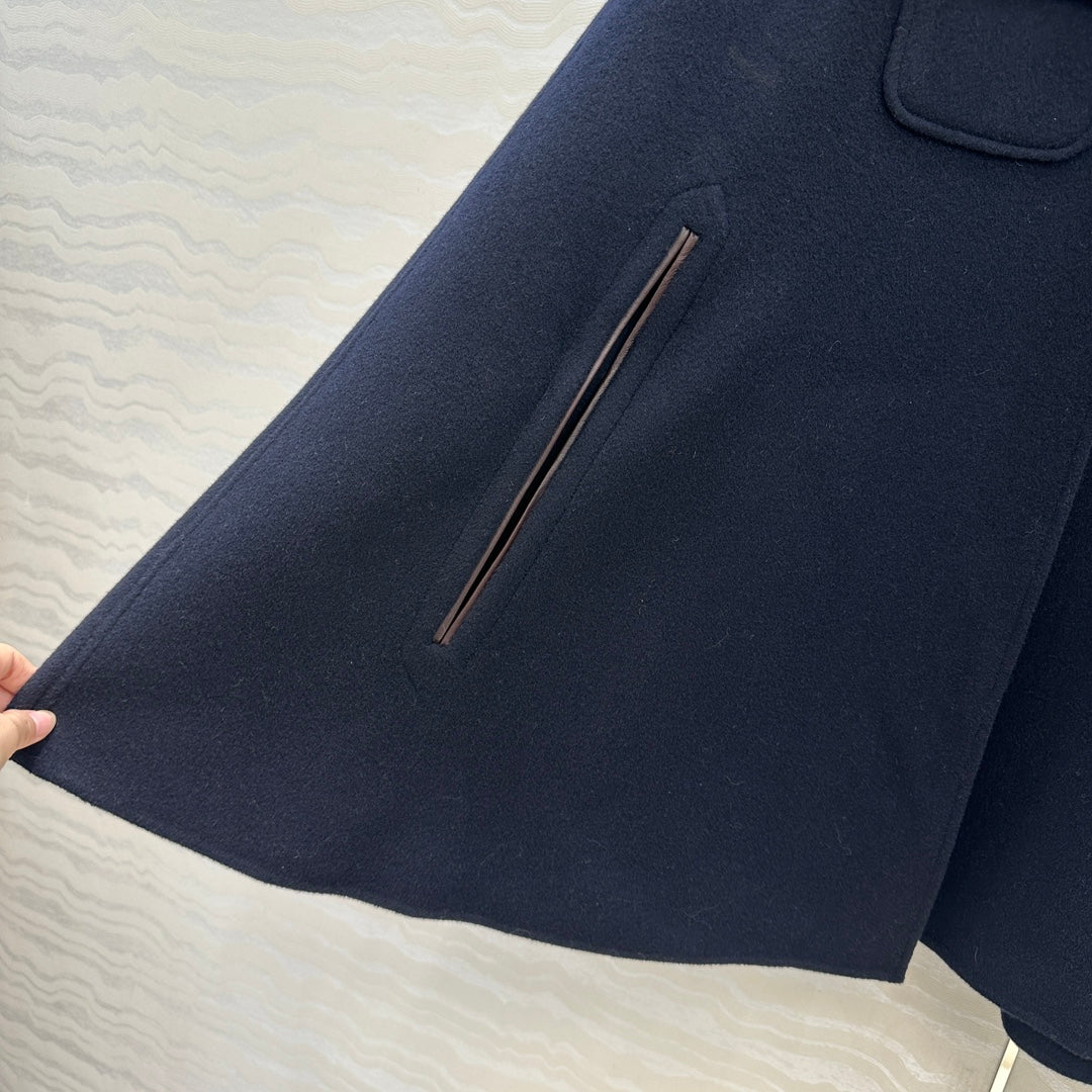 LP 25 Gilda Cape Navy Blue Cashmere Wool 314026