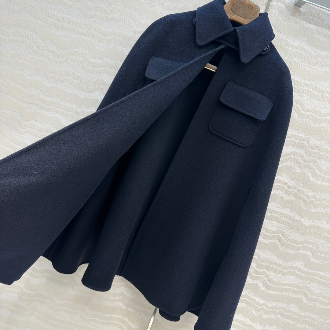 LP 25 Gilda Cape Navy Blue Cashmere Wool 314026
