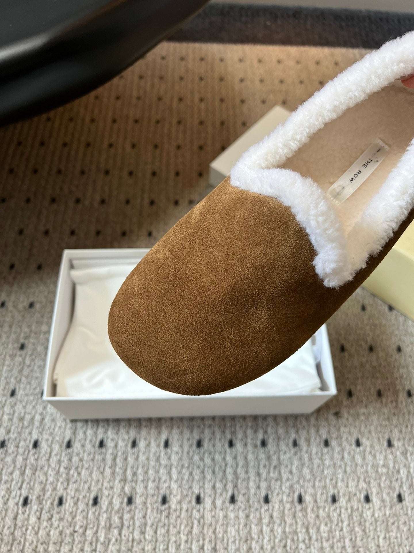 The Row 2025 Loafer Brown White Suede Wool 561629