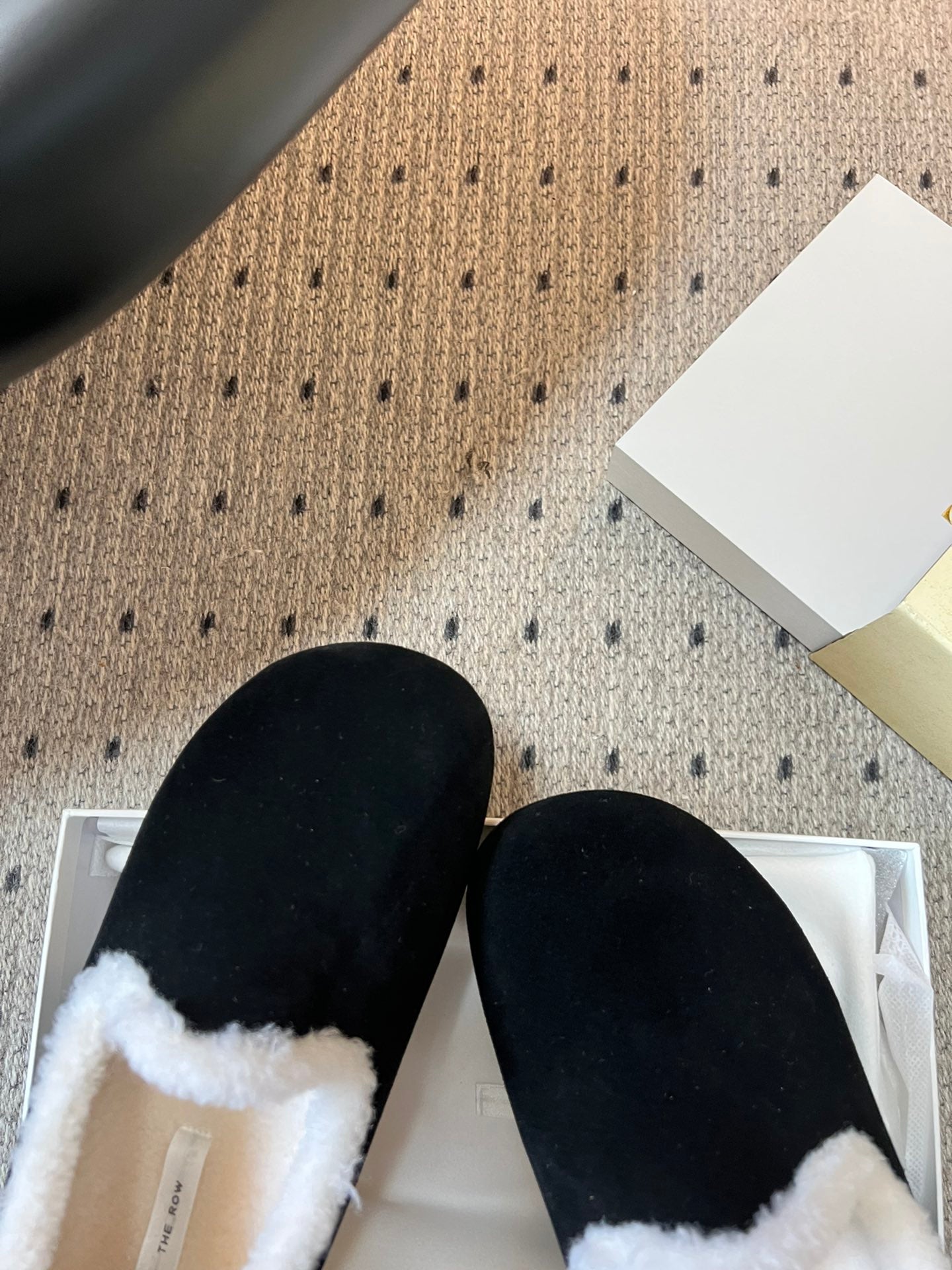 The Row 2025 Loafer Black White Suede Wool 561630