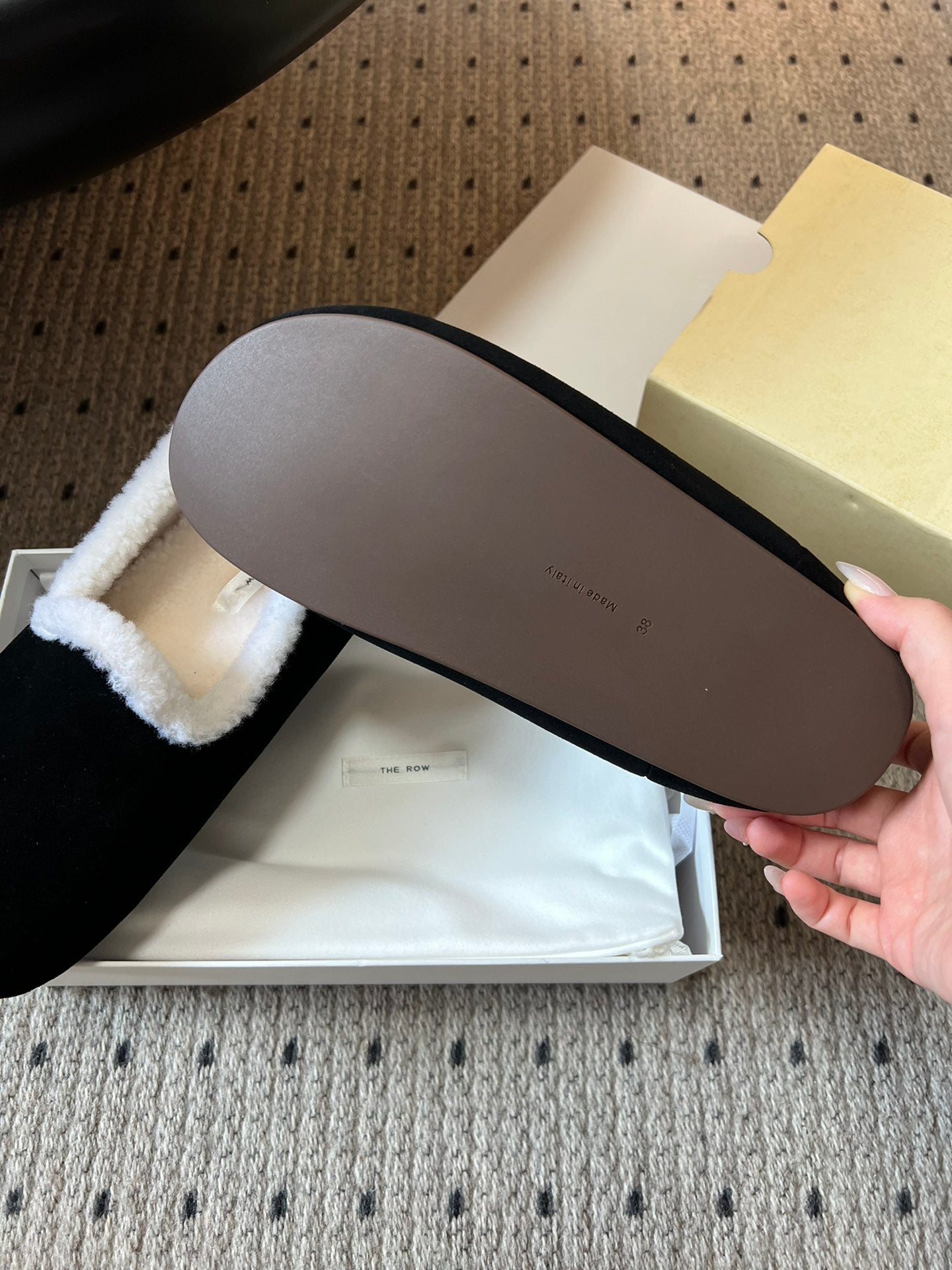 The Row 2025 Loafer Black White Suede Wool 561630