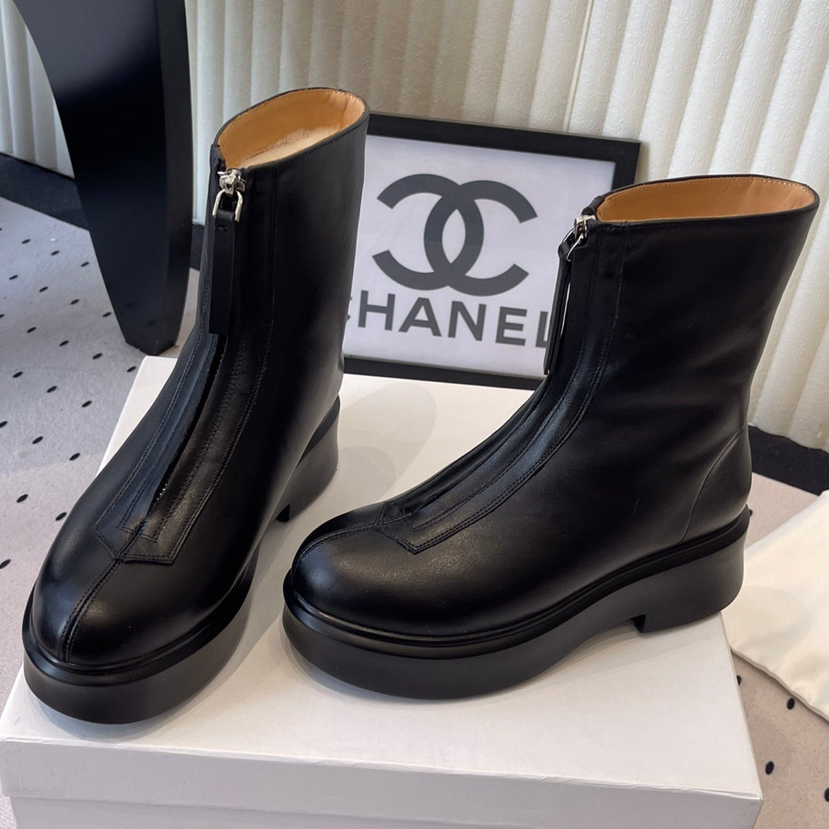 The Row 2025 Zipped Ankle Boot Black Cowhide 554602