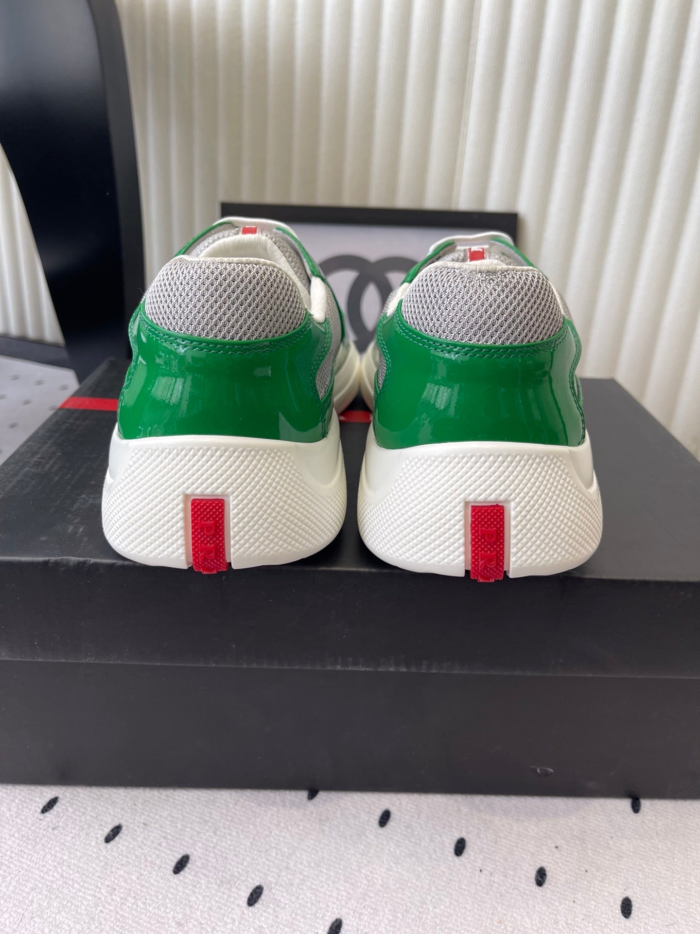 Pra 2025 Sneaker Green mix Gray Patent Leather Mesh 554582