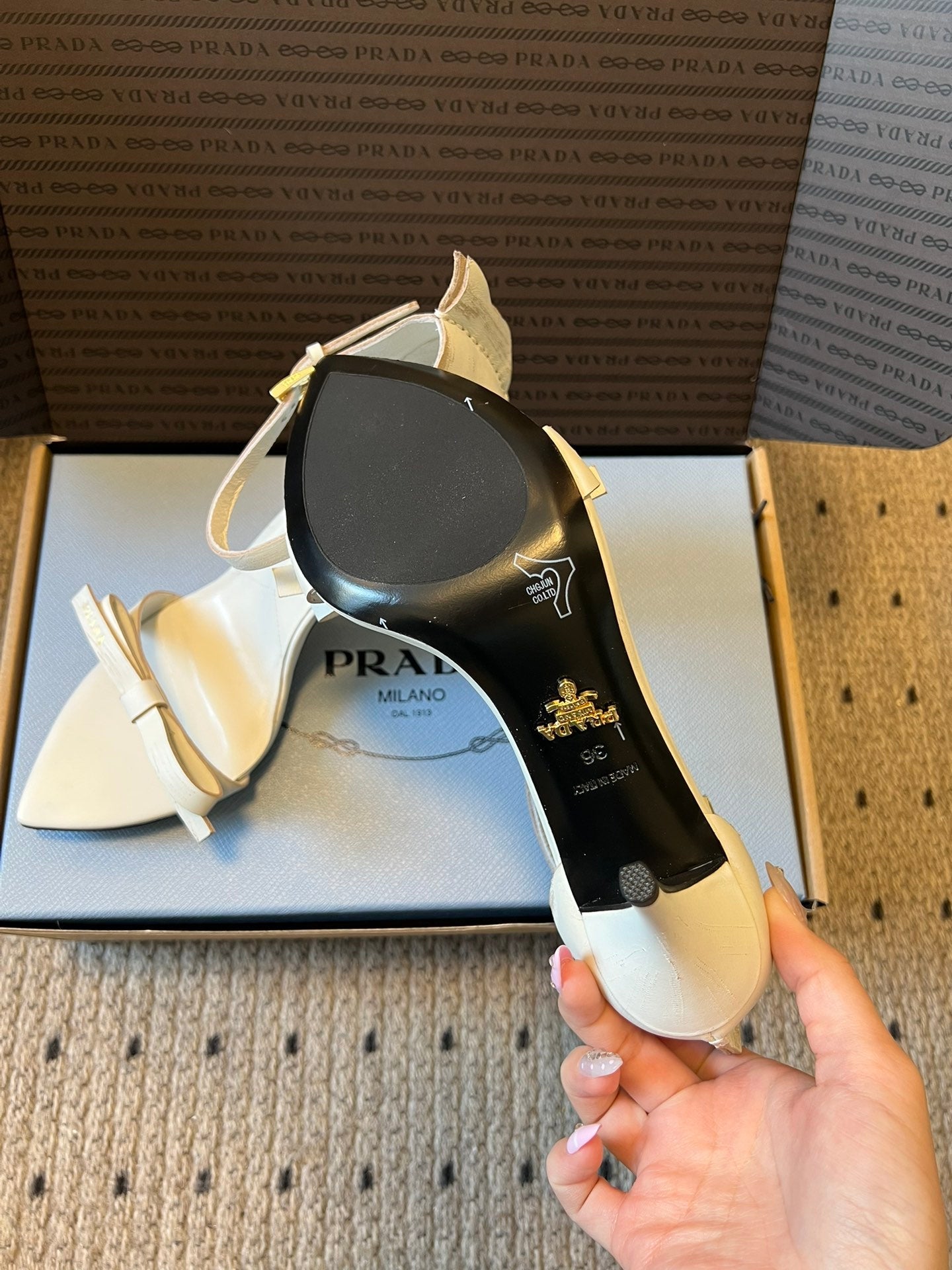 PRA 26S High-Heeled Sandals 75 White Cowhide 627442