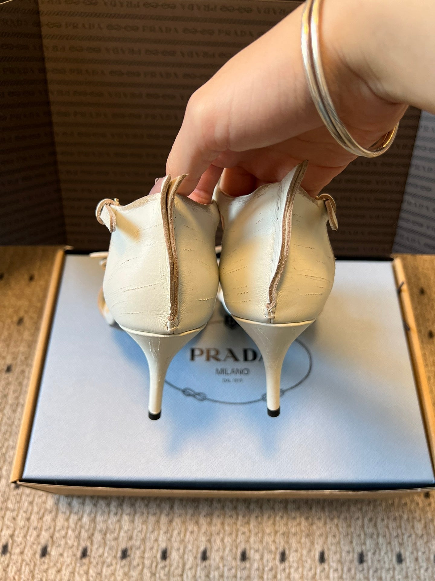 PRA 26S High-Heeled Sandals 75 White Cowhide 627442