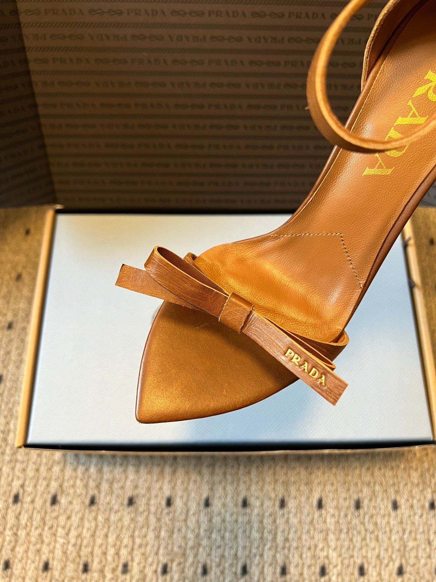 PRA 26S High-Heeled Sandals 75 Camel Brown Cowhide 627443